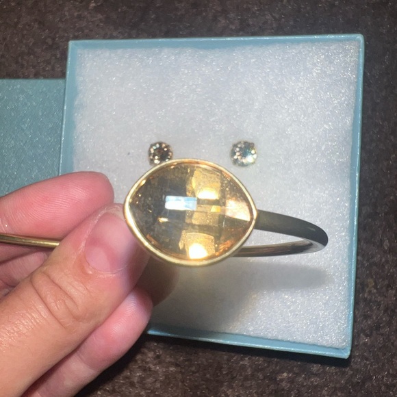 AUTHENTIC SWAROVSKI TOUCHSTONE CRYSTAL EARRINGS AND BANGLE - Picture 2 of 11